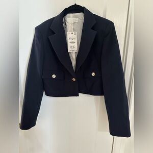 Zara Navy Cropped Blazer